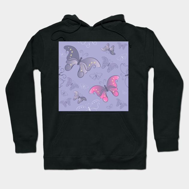 Seamless pattern from butterflies ( Gray ) Hoodie by Blackmoon9